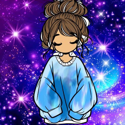 girl with baggy sweatshirt and messy bun