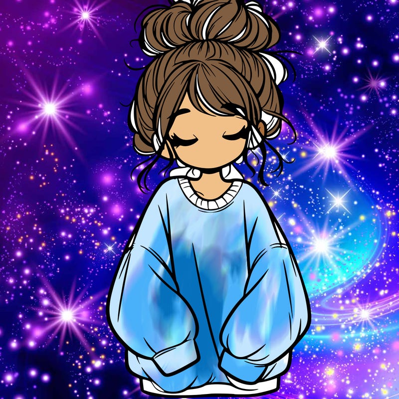 girl with baggy sweatshirt and messy bun