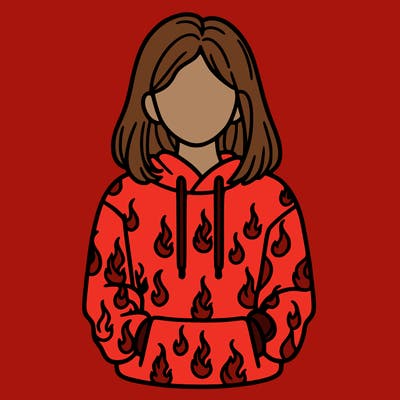 woman with fire hoodie