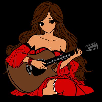 beautiful girl playing the guitar