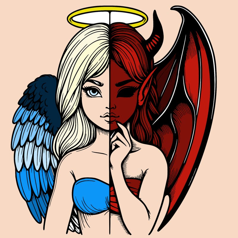 realistic angel half demon