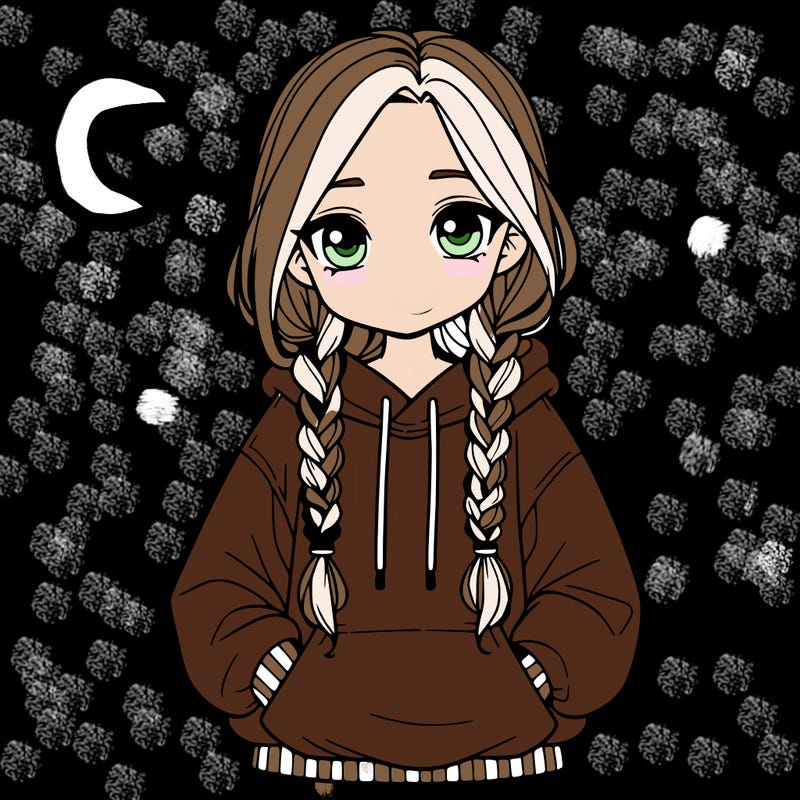 a realistic girl with a oversized hoodie and she has braids