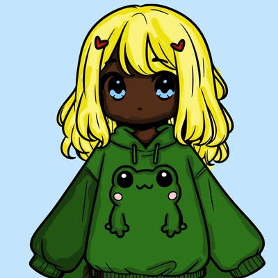 girl wearing frogging sweatshirt