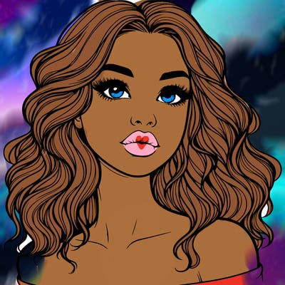 realistic girl with wavy hair and lips