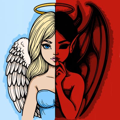 realistic angel half demon