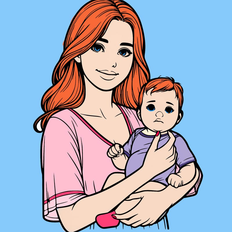 realistic mom holding realistic baby