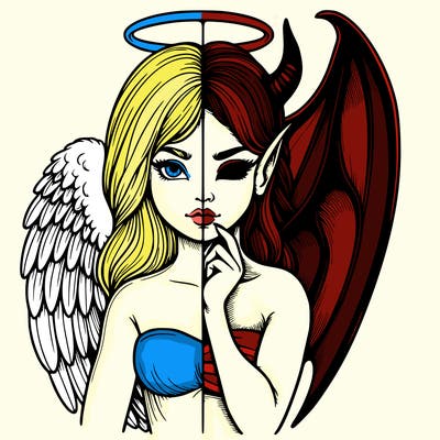 realistic angel half demon