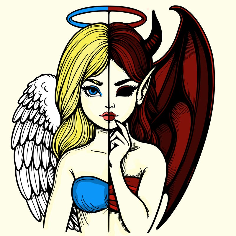 realistic angel half demon