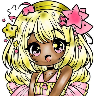 cute anime girl with star accessories