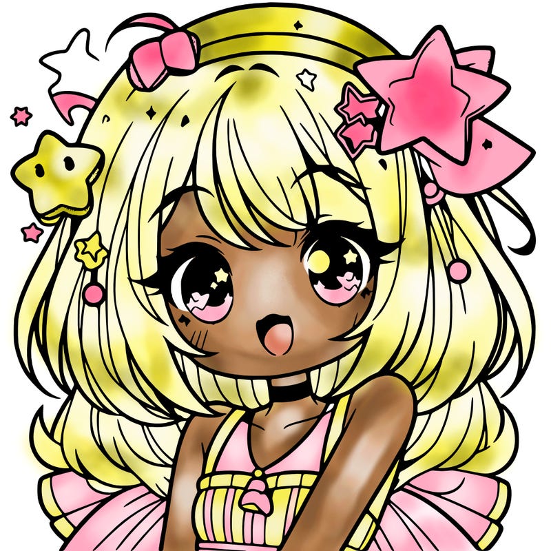 cute anime girl with star accessories