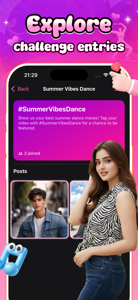 Wavy - video - Wavy app screen showing summer dance challenge entries
