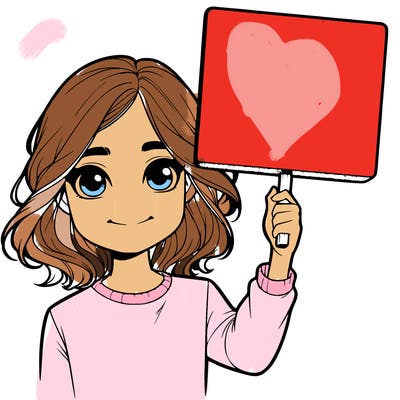 realistic girl holding up a sign