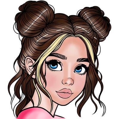 realistic girl with hair buns on her head