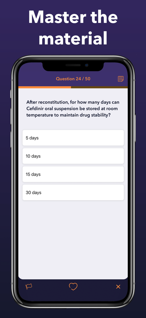 PTCB & PTCE Test Prep 2026 - Mobile app screen showing a pharmacy technician practice exam question about medication storage