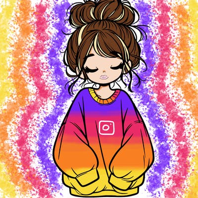 girl with baggy sweatshirt and messy bun