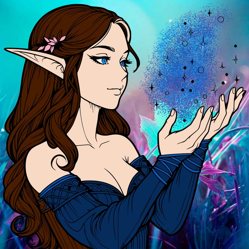 realistic elf girl doing magic
