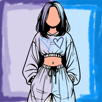 realistic girl faceless with baggy pants and a crop top