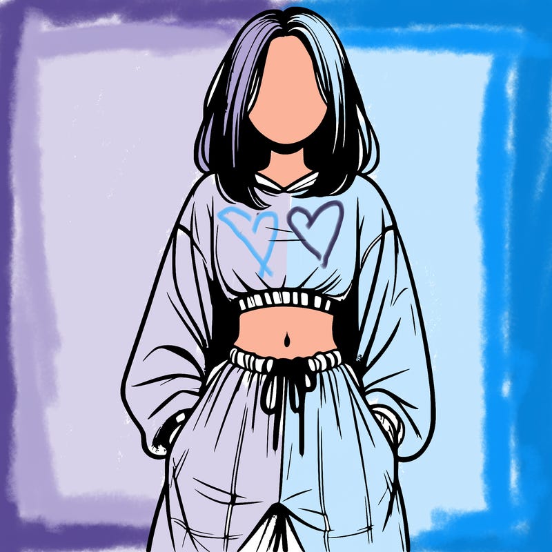 realistic girl faceless with baggy pants and a crop top