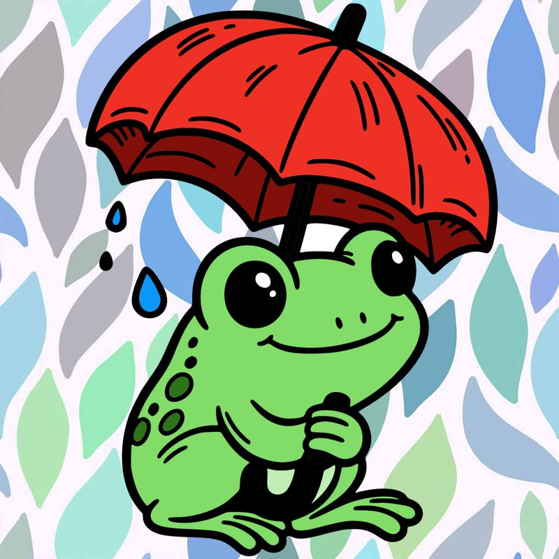 frog with a umbrella cute
