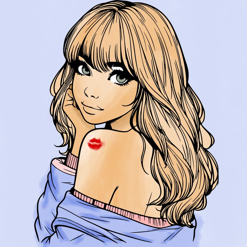 realistic girl with bangs looking over her shoulder