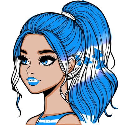 realistic girl with a high ponytail