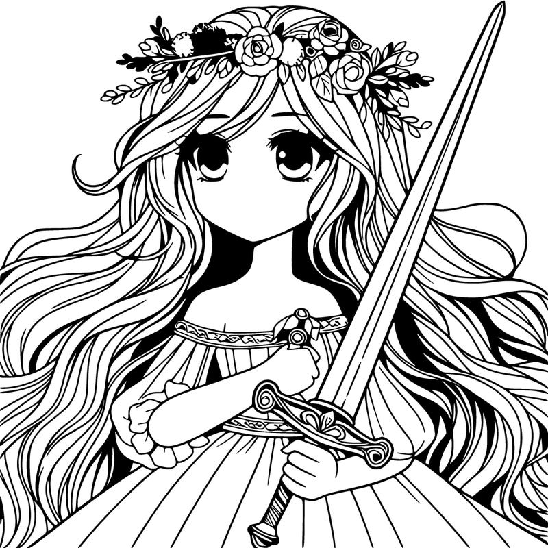 beautiful girl woth sword