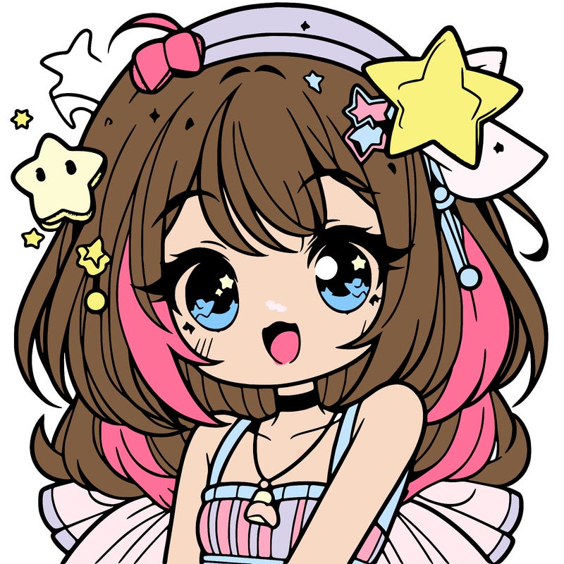 cute anime girl with star accessories