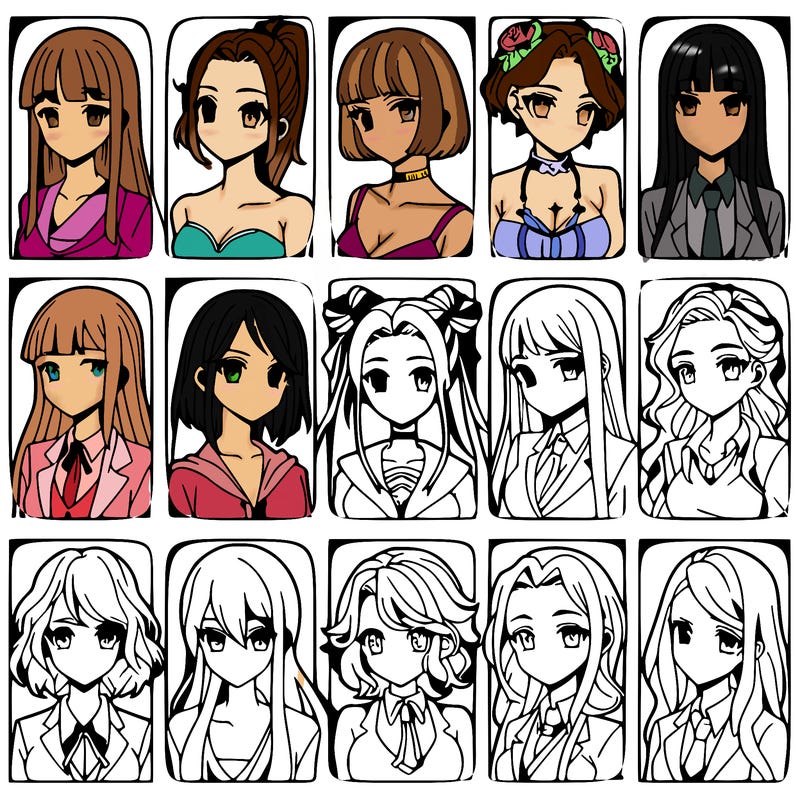 girls that look diffrent anime