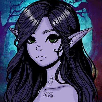 elf girl realistic dark fantasy