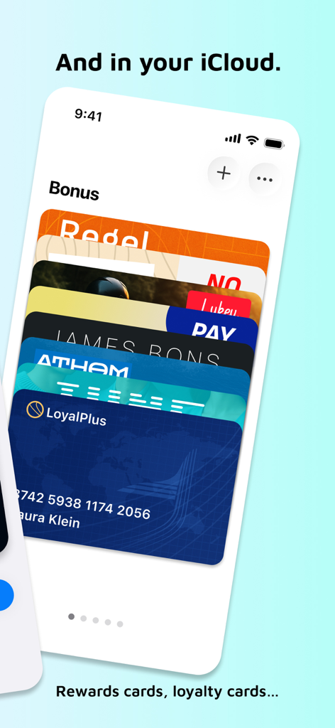 WalletCard – Loyalty Cards - A stack of digital loyalty and rewards cards displayed in the WalletCard app on an iPhone screen