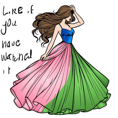 realistic woman with dress flowing in the wind