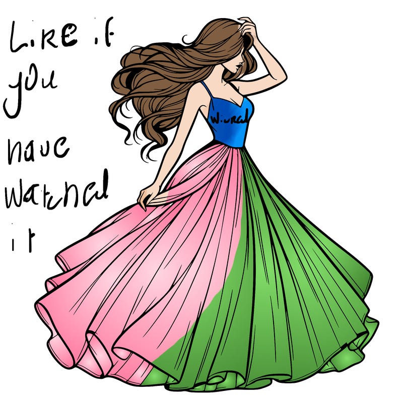 realistic woman with dress flowing in the wind