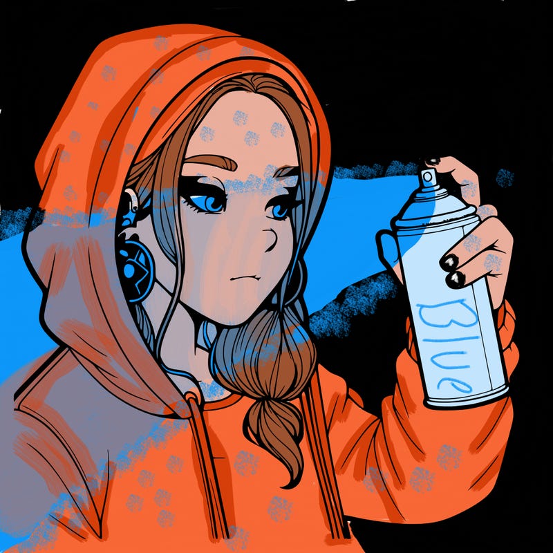 a realistic girl, spray painting