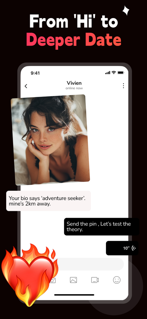 Adult Flirt Meetup App - XDate - Una captura de pantalla de la aplicación de citas XDate que muestra una interfaz de chat para conexiones locales y encuentros espontáneos.