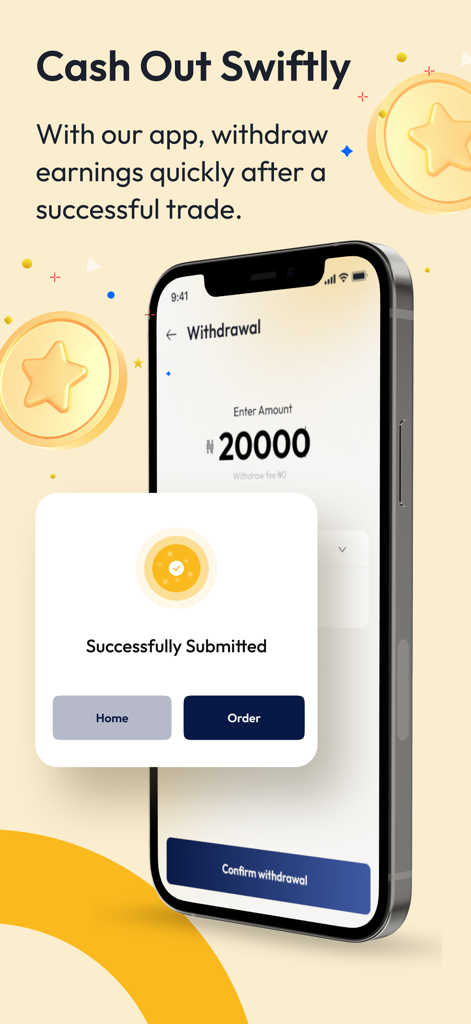 Cardlaxy: Sell Gift Cards - A smartphone screen showing a successful withdrawal confirmation within the Cardlaxy app