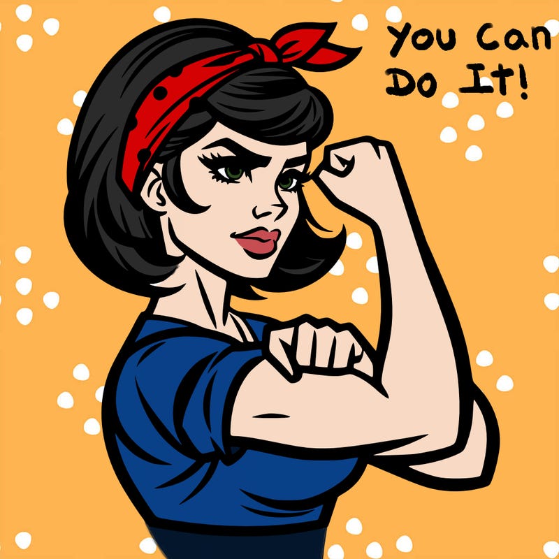 strong woman with a 60s american ad style