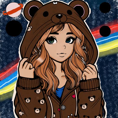 realistic girl in a animal pjs hoodie