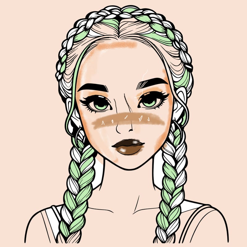 realistic girl with braids