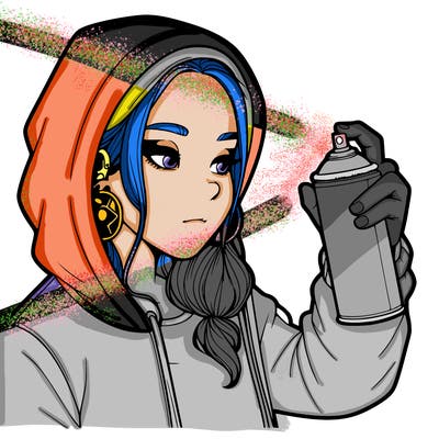 a realistic girl, spray painting