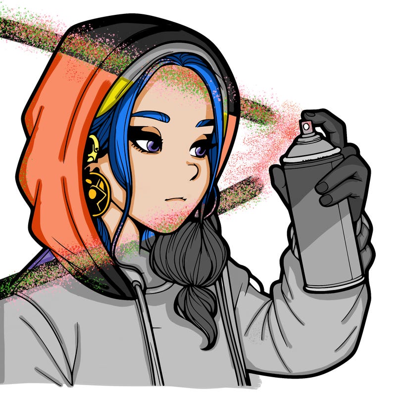 a realistic girl, spray painting