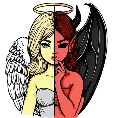 realistic angel half demon