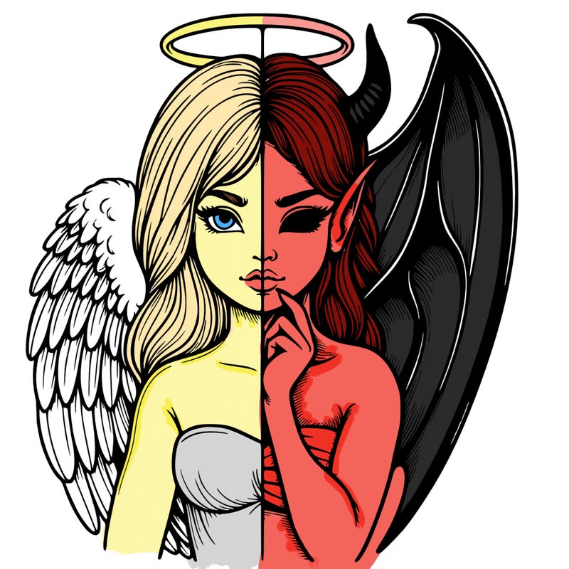 realistic angel half demon