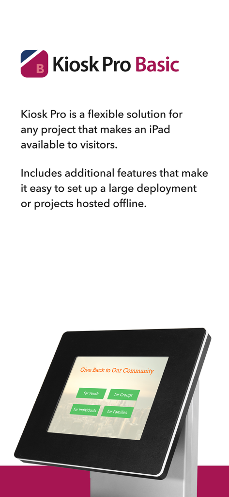 Kiosk Pro Basic - Kiosk Pro Basic introduction showing an iPad in a professional kiosk stand