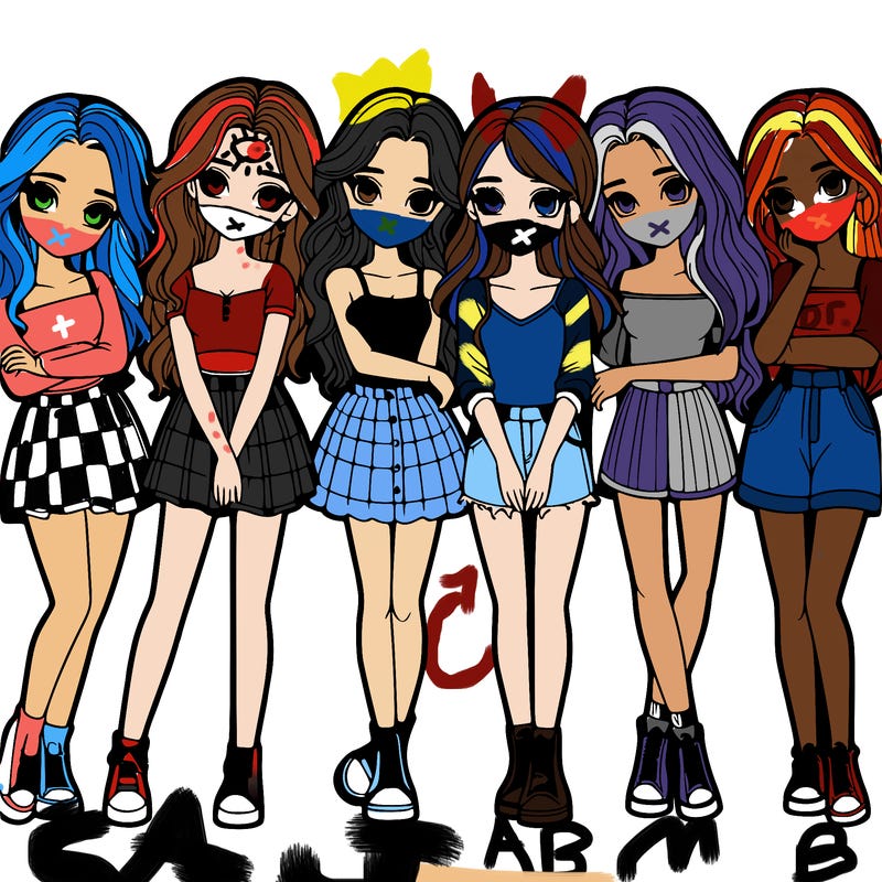 a group of girls realistic