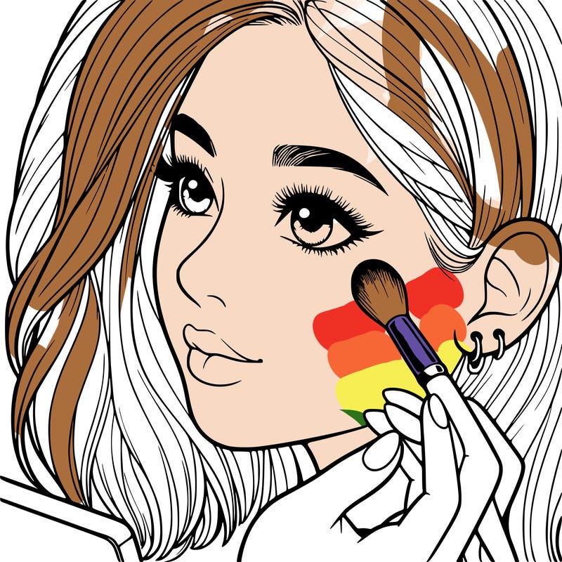 a realistic girl doing her makeup