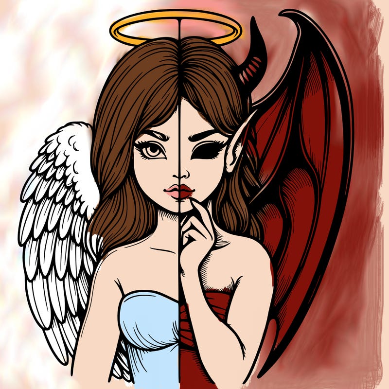 realistic angel half demon