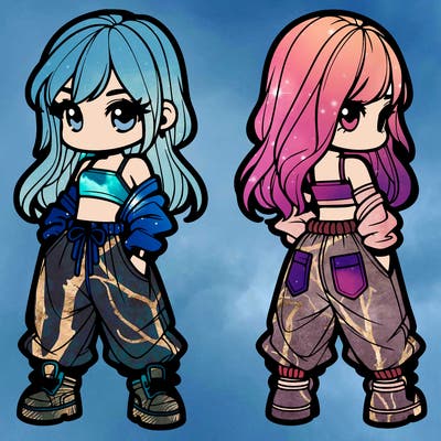 girl in crop top and baggy pants