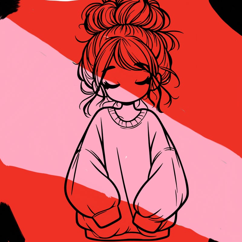 girl with baggy sweatshirt and messy bun
