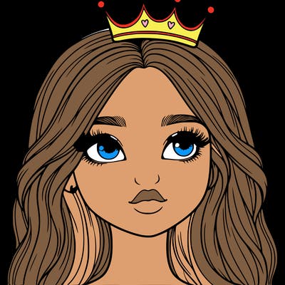 a realistic girl with a crown on