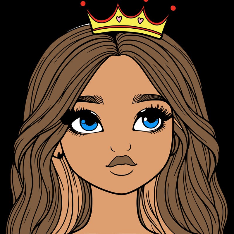 a realistic girl with a crown on